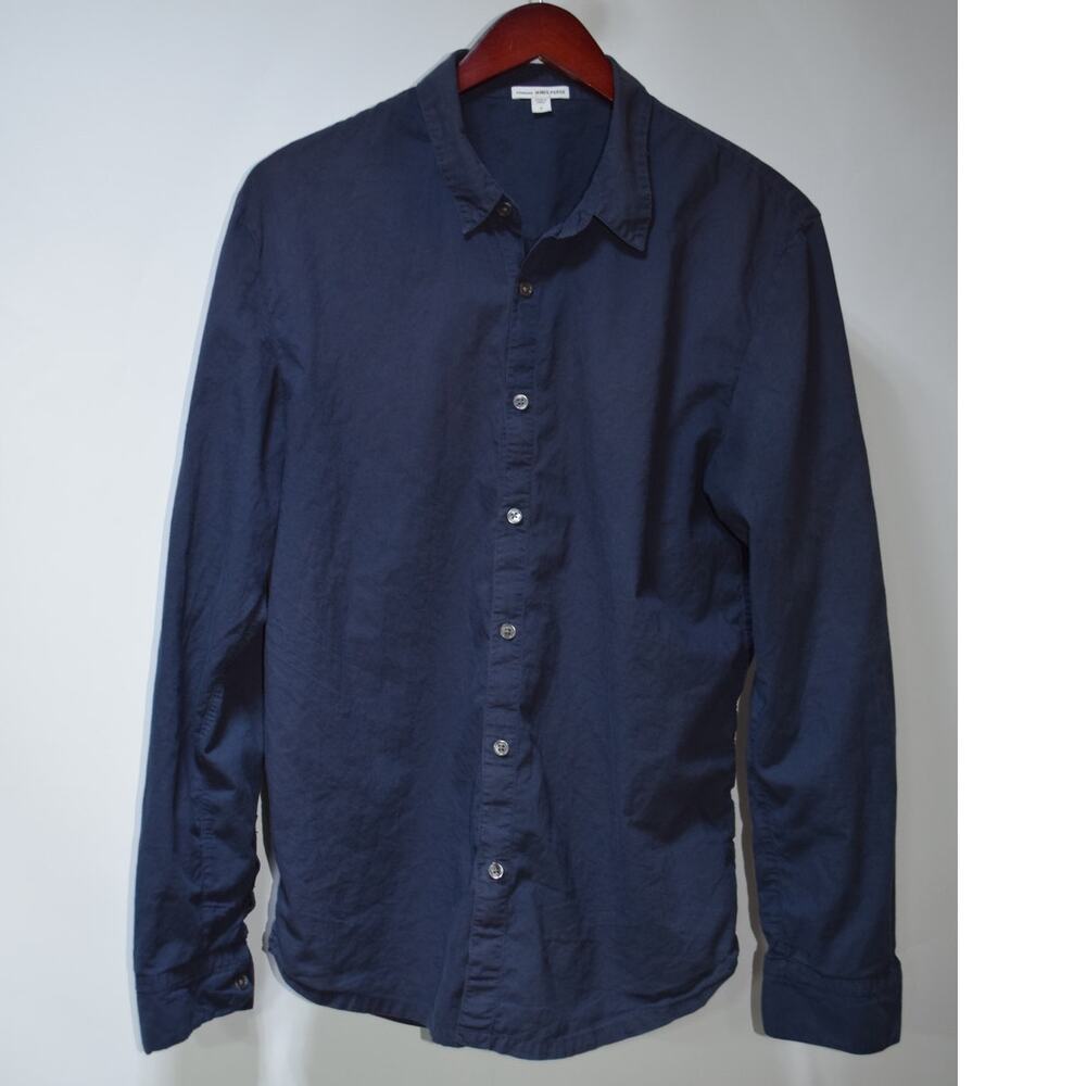James Perse Standard Button Front Shirt Men’s Size 2 Blue Cotton